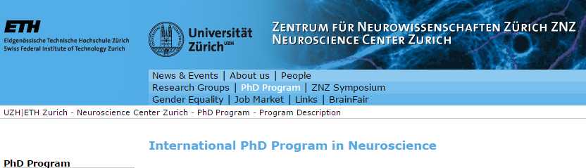 neuroscience phd programs switzerland